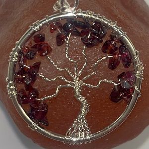 Garnet wire tree pendant